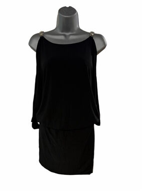 Y2K Women's Sabora Black Cold Shoulder Embellished Dress Size Medium